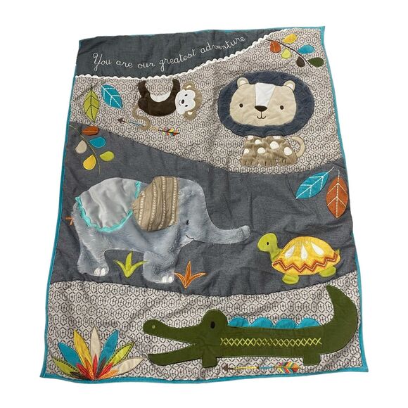 Levtex Baby Zambezi Safari Baby Soft Crib Or Toddler Bed Blanket w/ Animals EUC! - Picture 1 of 5